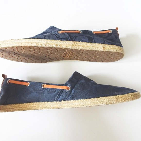 Coach Mellow Blue Canvas Espadrille Flats 9 - Picture 3 of 10